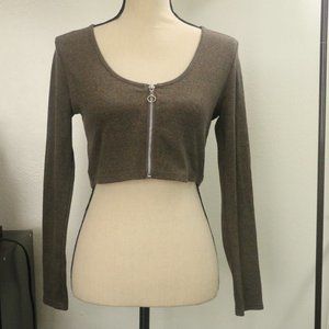 Zip Up Crop Knit Top